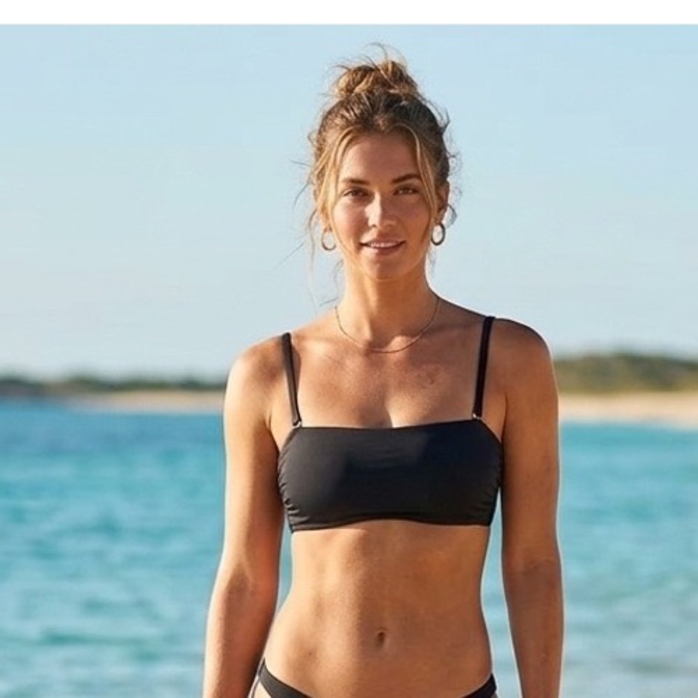 Andie Bora Bora Top Womens Large Black Swim Bikini Bandeau Adjustable Straps